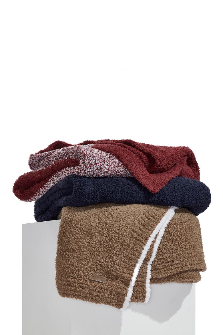 Luxe Heathered Stripe Throw Blanket, Alternate, color, LINEN-WARM GRAY