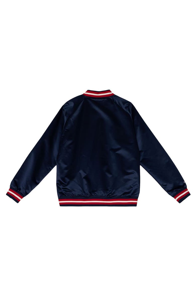 Men's Mitchell & Ness Navy New York Rangers Satin Full-Snap Varsity Jacket, Alternate, color, Navy