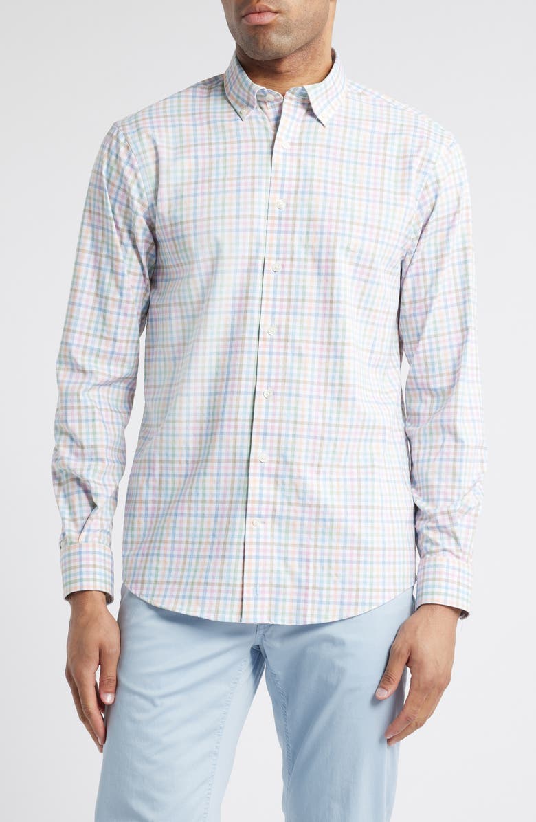 johnnie-O Kyler Gingham Performance Button-Down Shirt, Main, color,