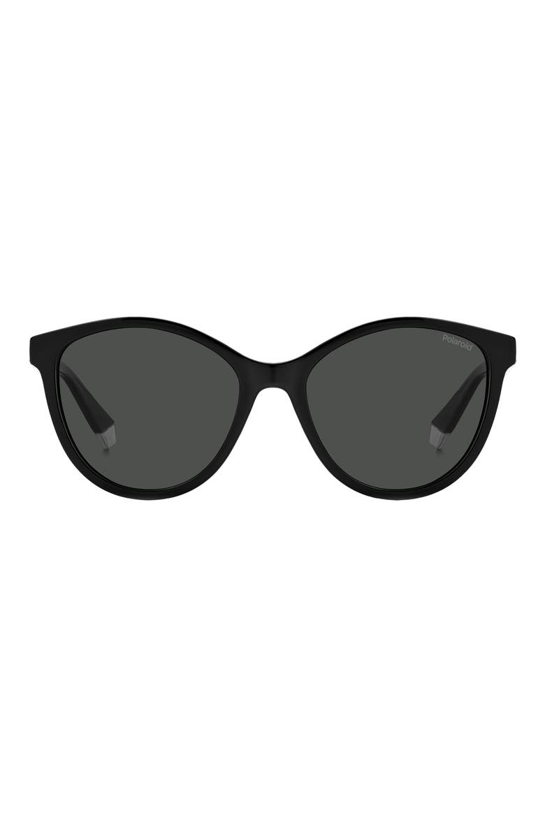 54mm Polarized Round Sunglasses, Main, color, BLACK/ GREY POLARIZED