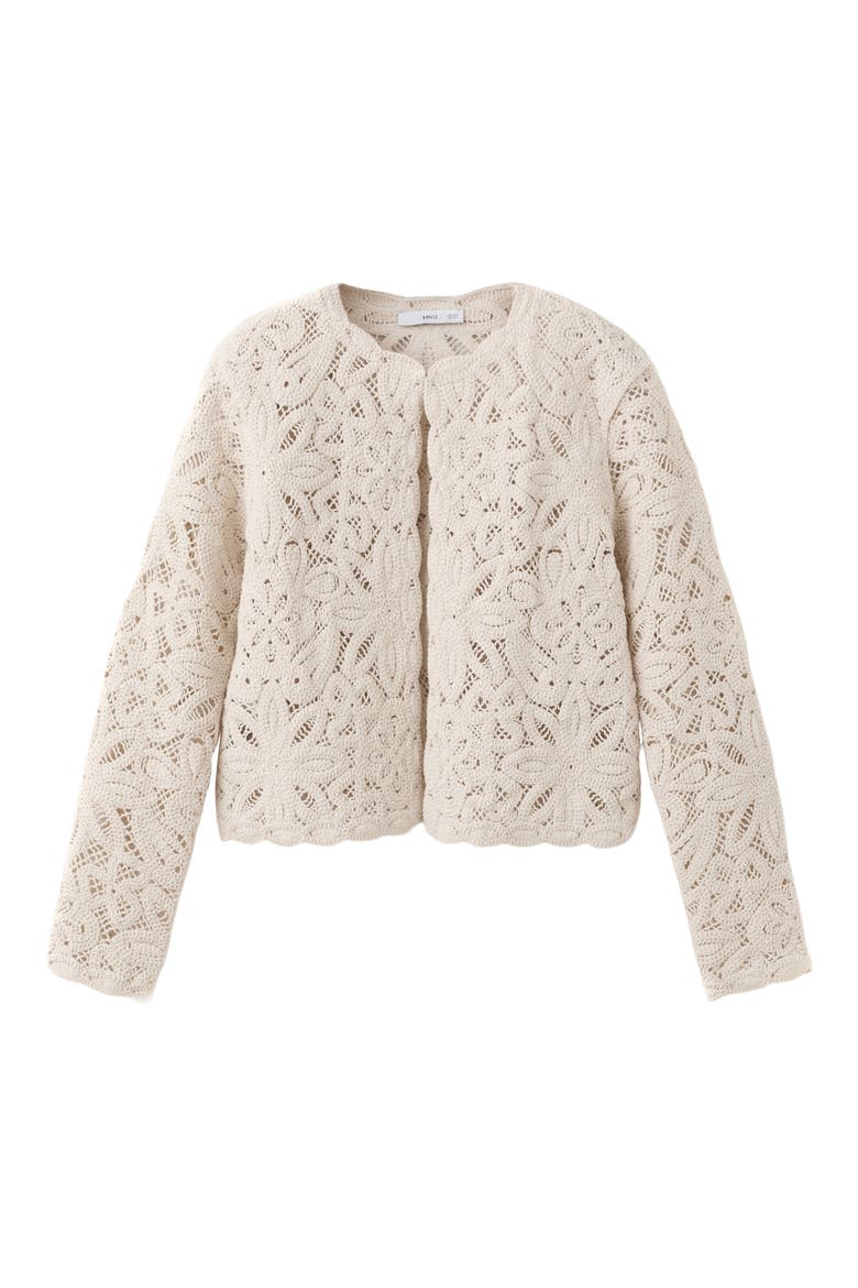 Crochet Cotton Blend Cardigan, Alternate, color, SAND