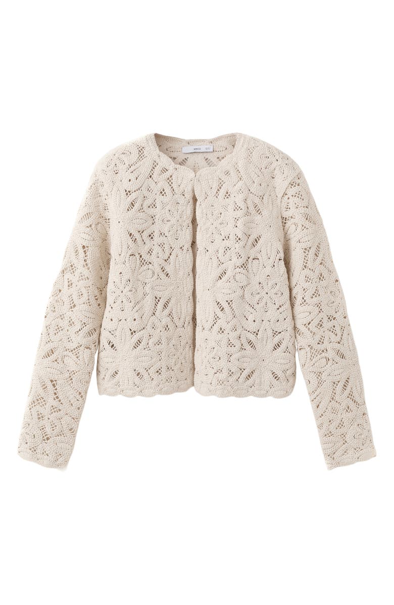 MANGO Crochet Cotton Blend Cardigan, Alternate, color,