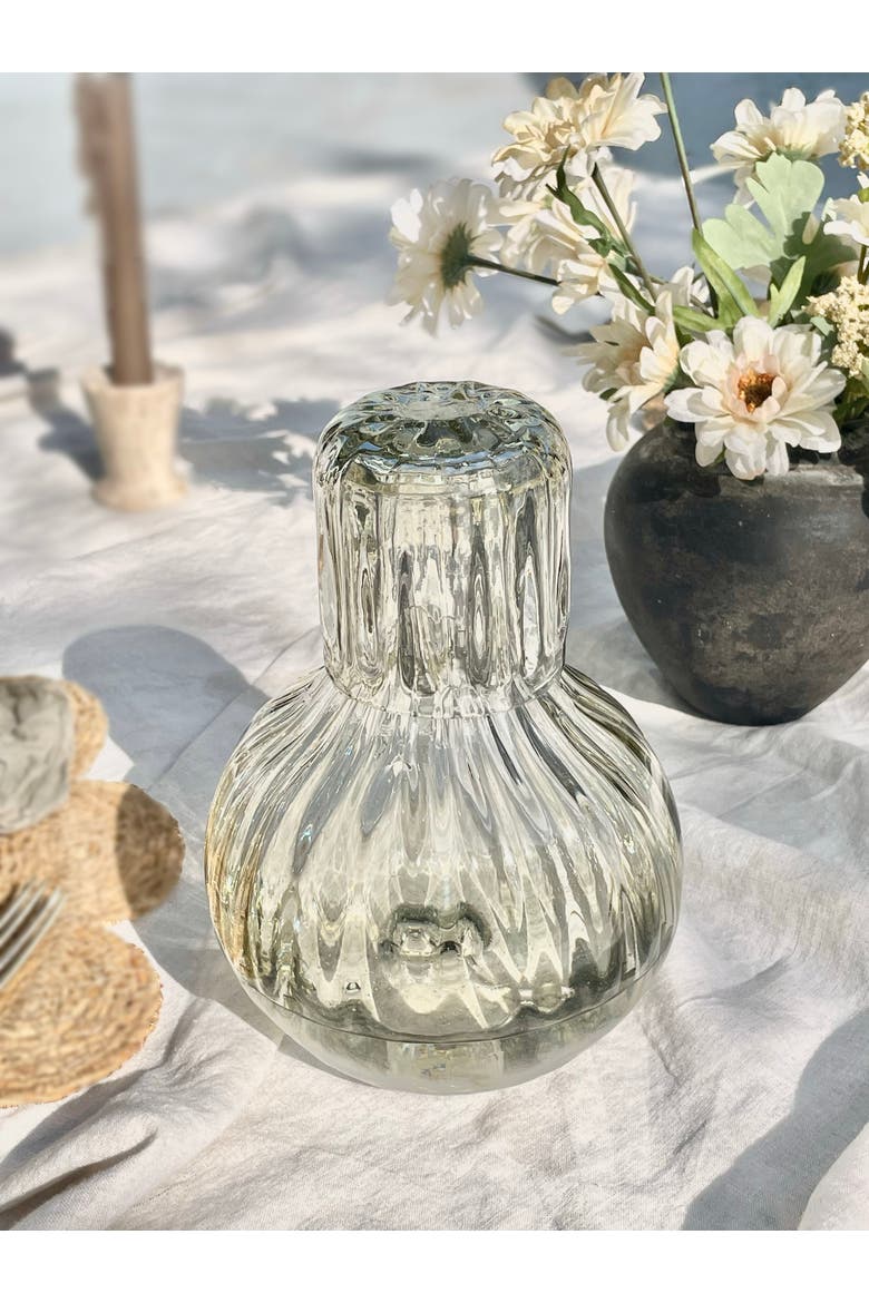 Handblown Fluted Carafe Set, Alternate, color, Black