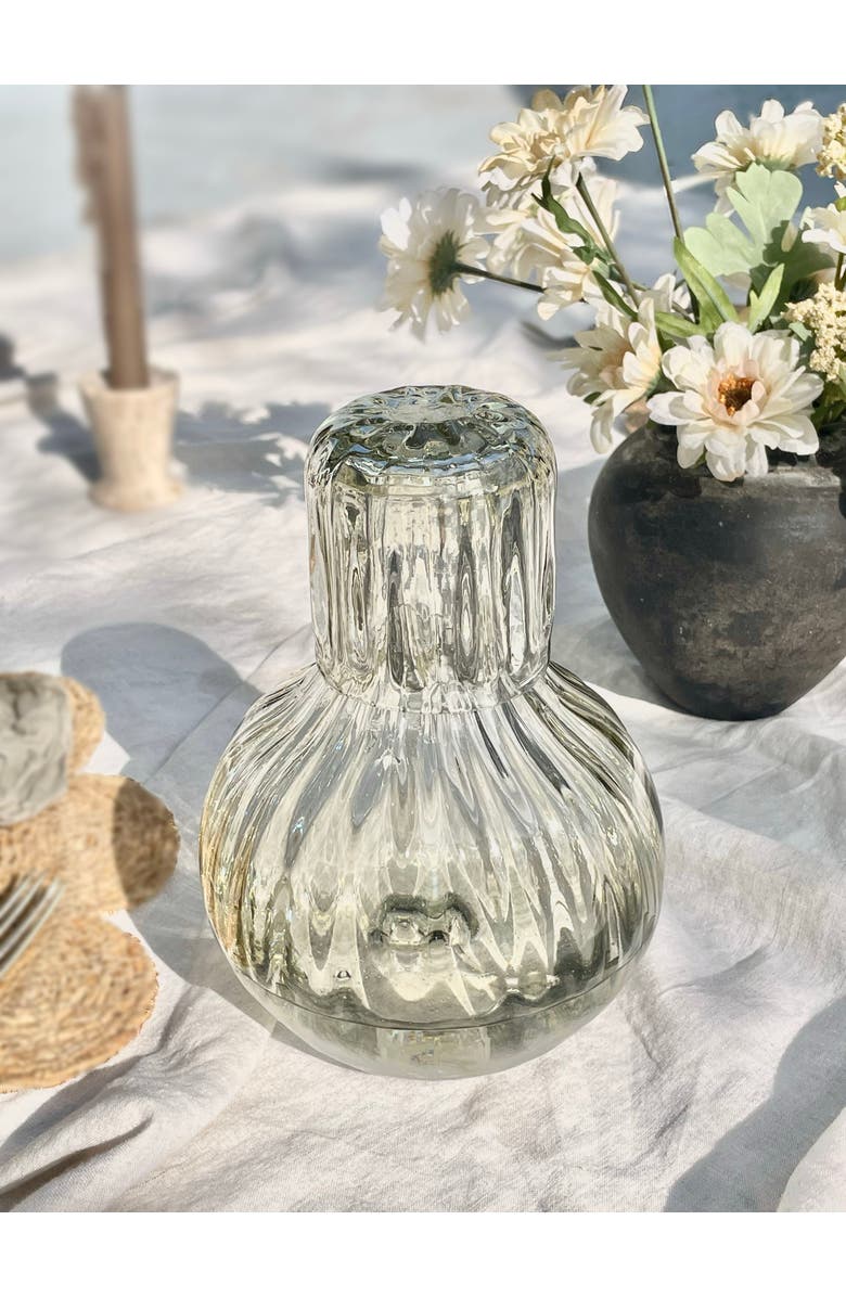 Villa Lua Home Handblown Fluted Carafe Set, Alternate, color, Black