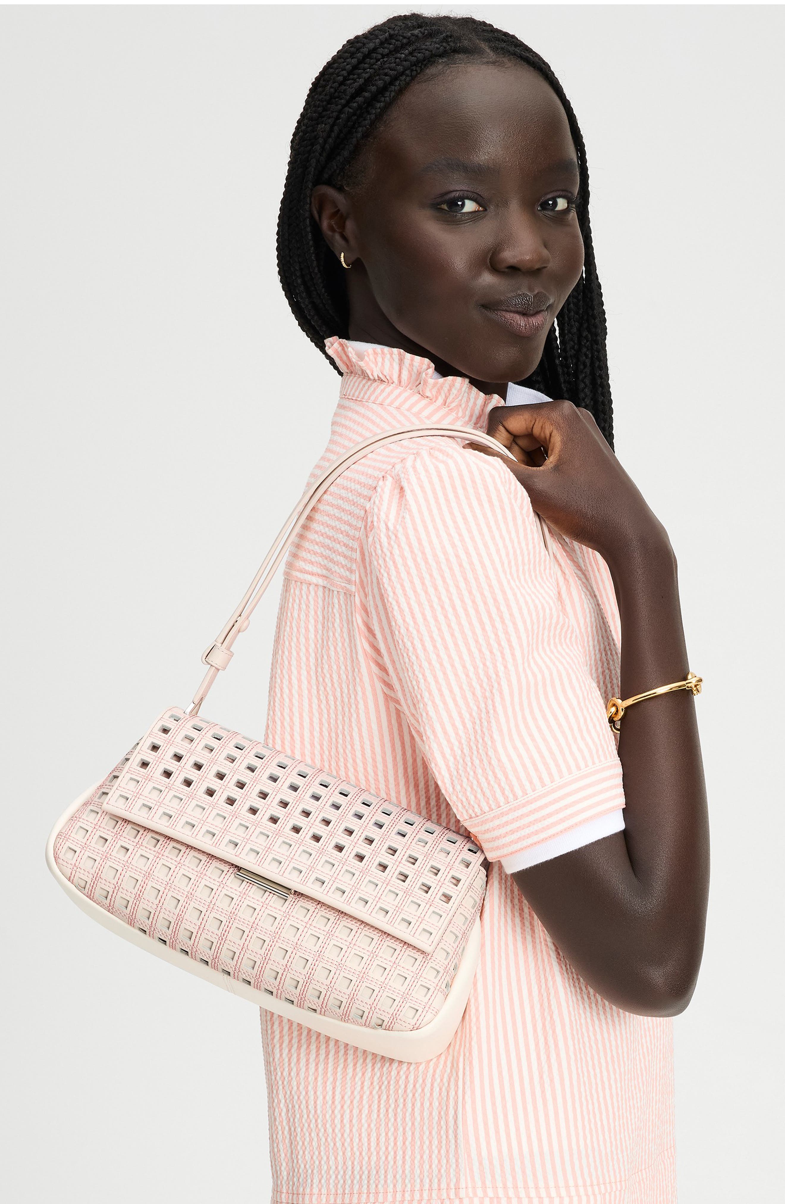 Kate Spade New York grace perforated leather shoulder bag, Alternate, color, 