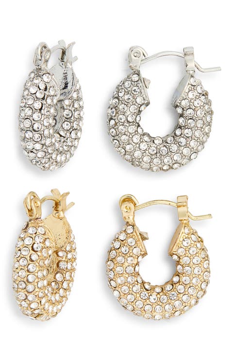 2-Pack Stone Donut Hoop Earrings