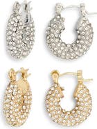 Tasha 2-Pack Stone Donut Hoop Earrings