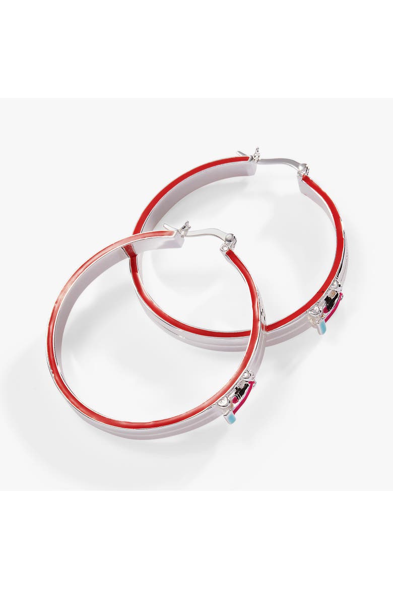Hot Wheels Racecar Hoop Earrings, Alternate, color, Silver