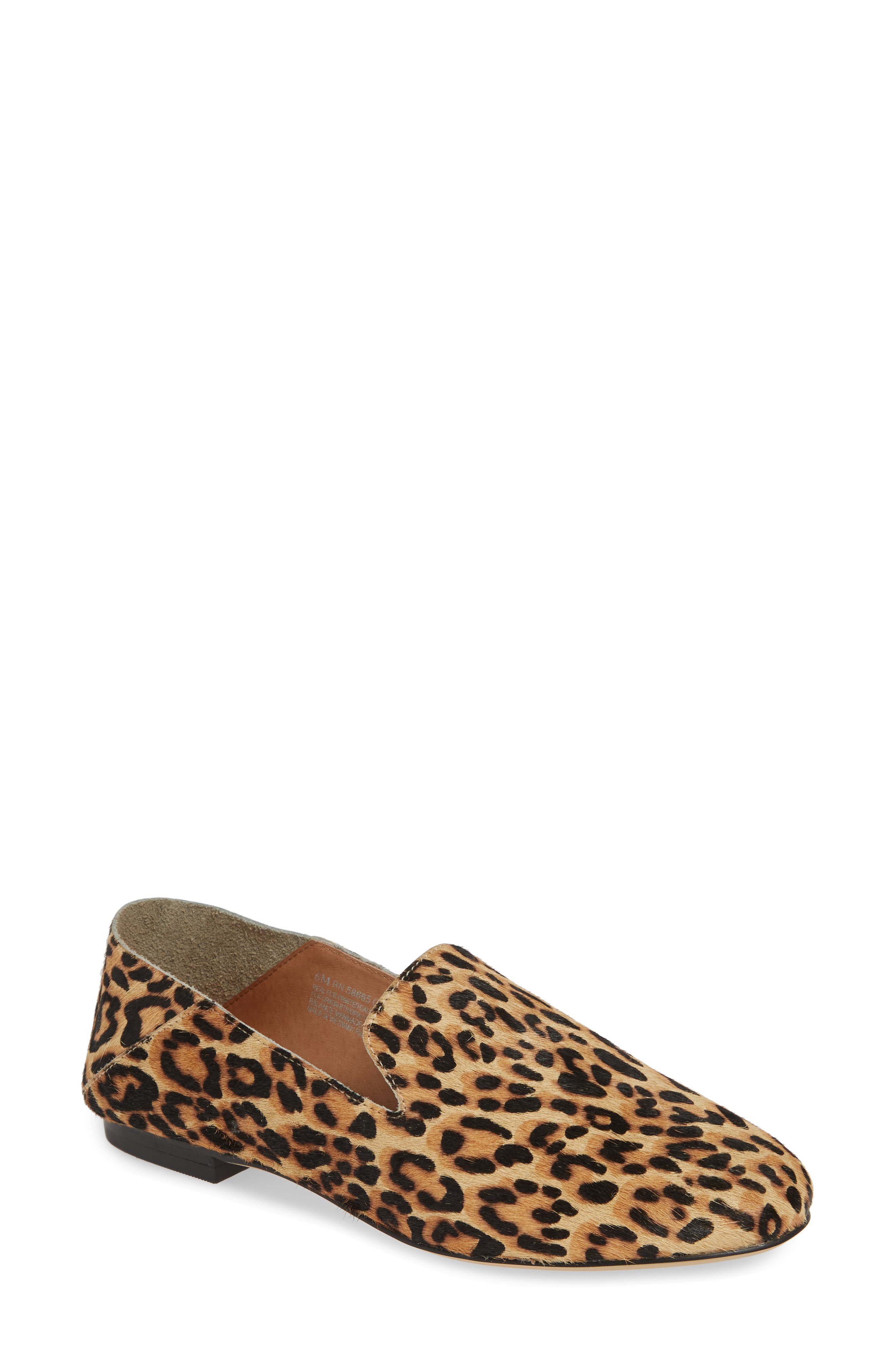 Halogen Sabrina Collapsible Back Genuine Calf Hair Flat, Main, color, LEOPARD PRINTED HAIRCALF