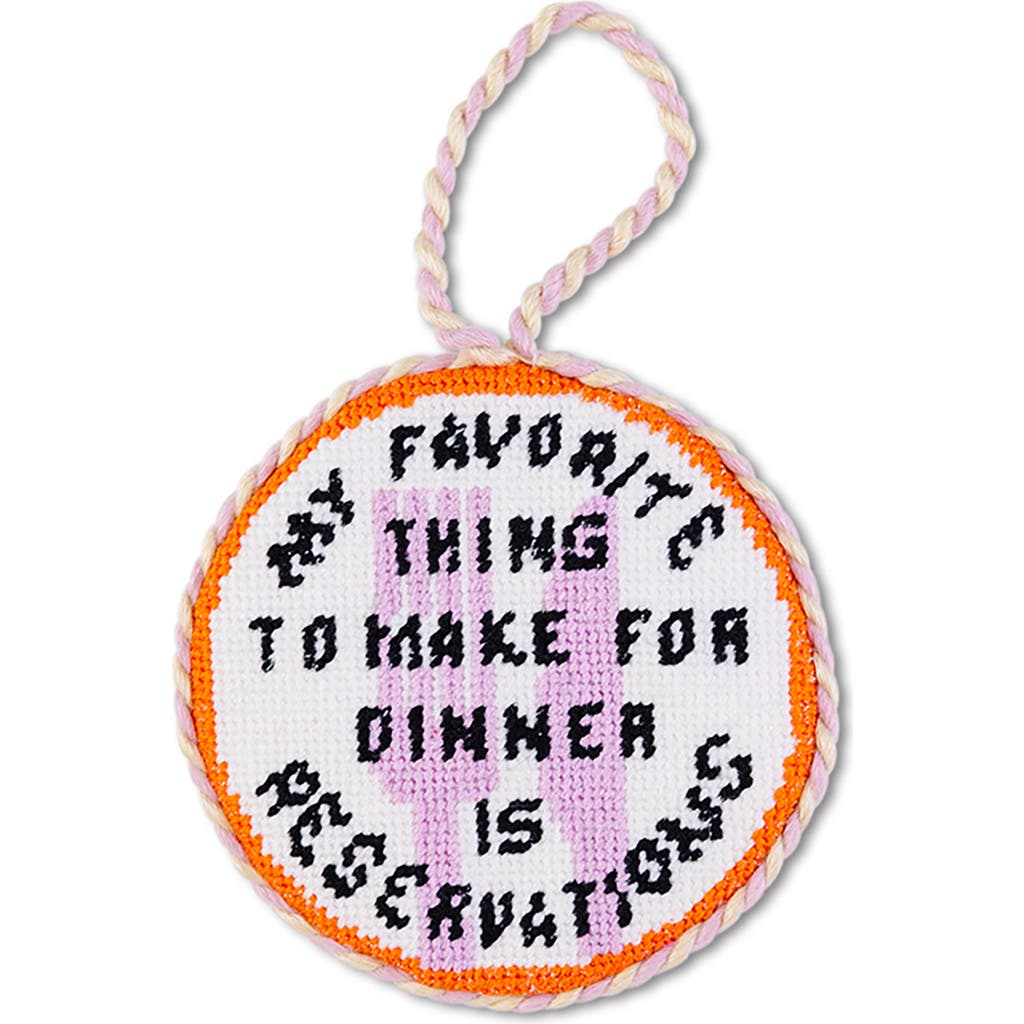 Furbish Needlepoint Ornament In White