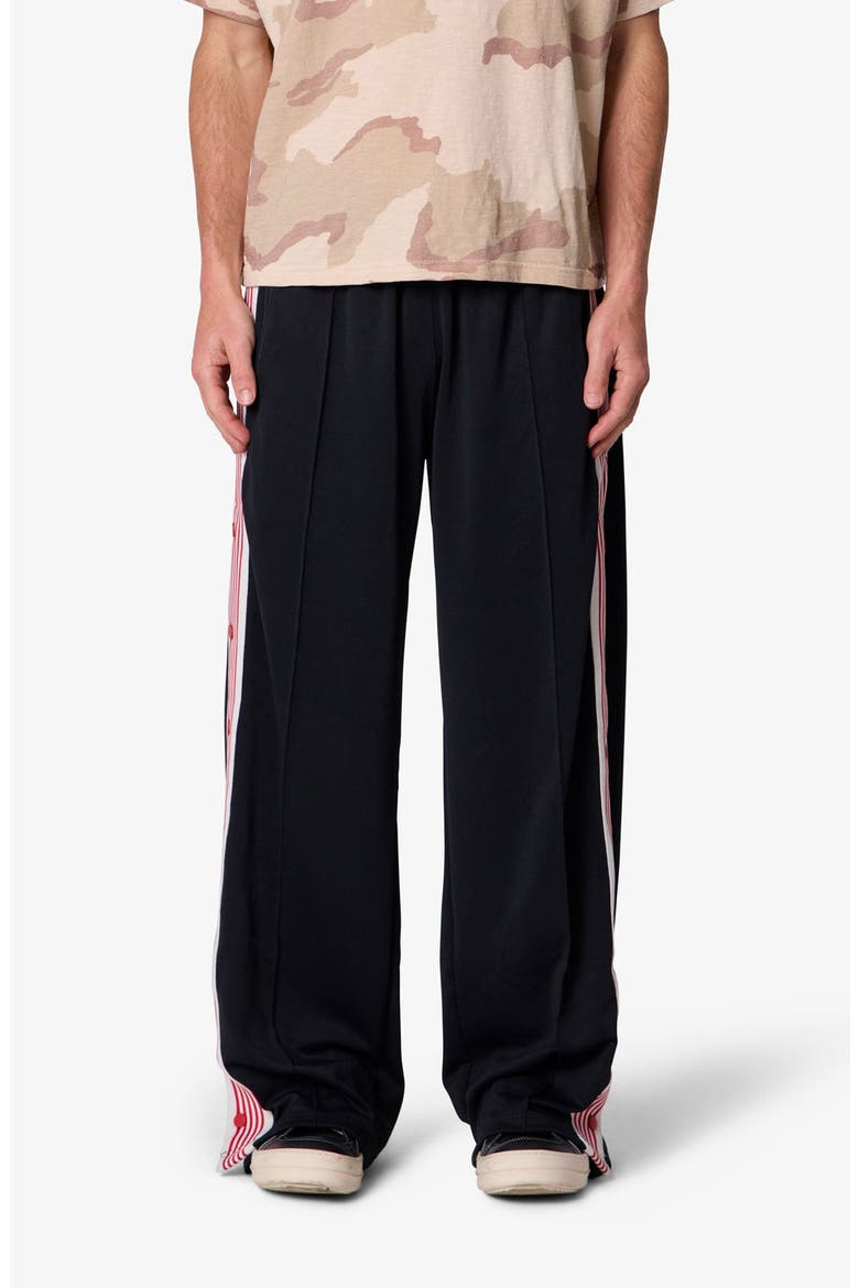 Side Snap Striped Track Pants, Main, color, BLACK