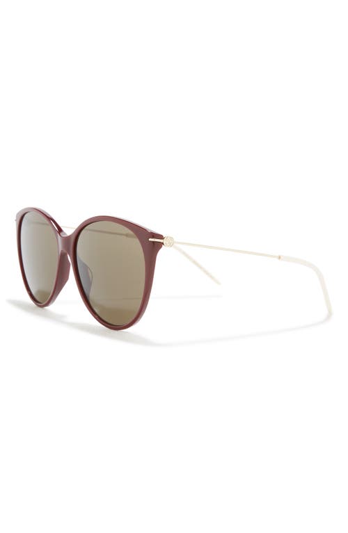 Gucci 58mm Fashion Round Sunglasses In Burgundy Gold Brown