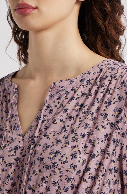 Treasure & Bond Print Tie Neck Minidress In Purple Shade Elaine Geo