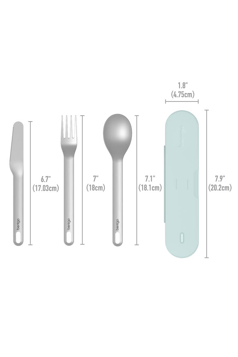 Stainless Steel Travel Utensil Set - Aqua, Alternate, color, AQUA