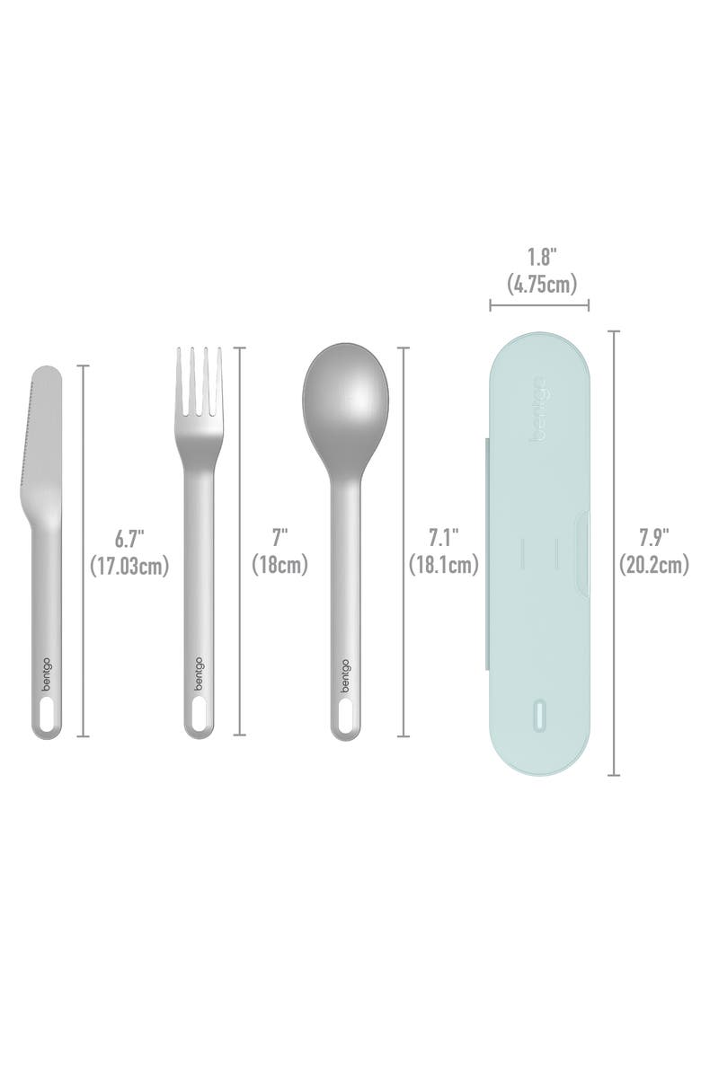 BENTGO Stainless Steel Travel Utensil Set - Aqua, Alternate, color,
