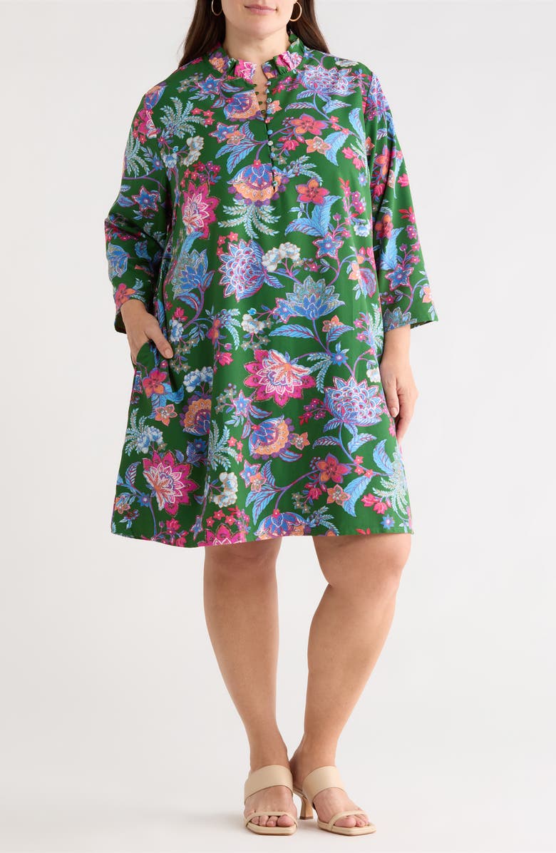 SUGARLIPS Elara Ruella Floral Ruffle Dress, Main, color, Emerald-Multi