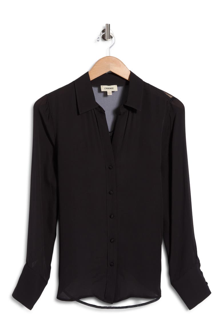 Hailie Flocked Back Shirt, Main, color, BLACK DRAGON