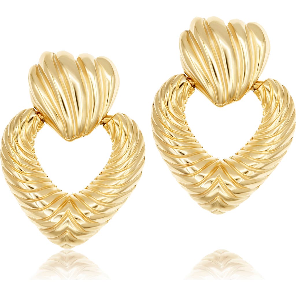 Shymi Textured Heart Drop Earrings In Gold