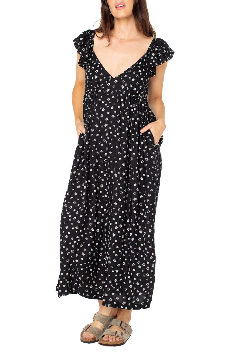 Roxy Bohemian Nights Floral Maxi Dress, Main, color, Anthracite