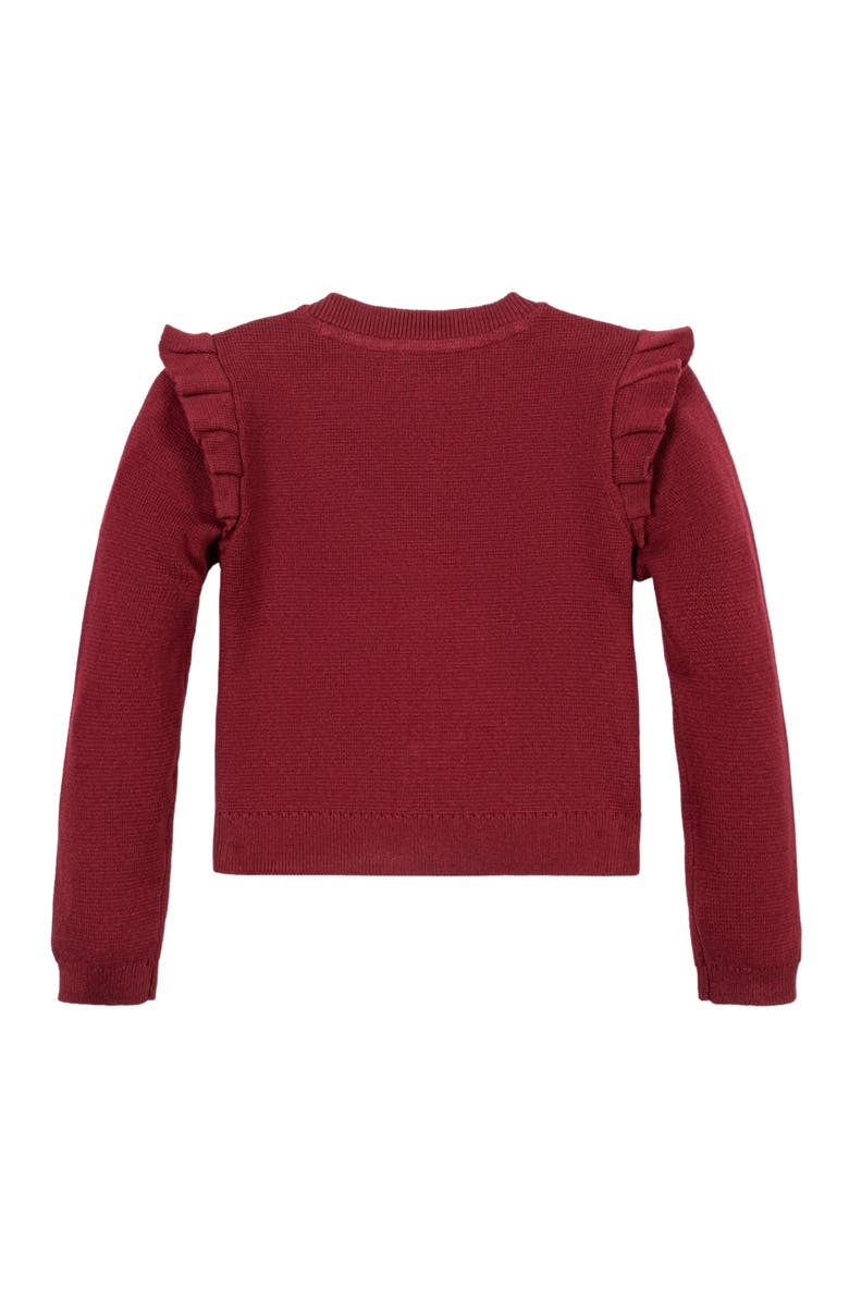 Hope & Henry Baby Girls' Organic Milano Ruffle Cardigan, Infant, Alternate, color, Oxblood