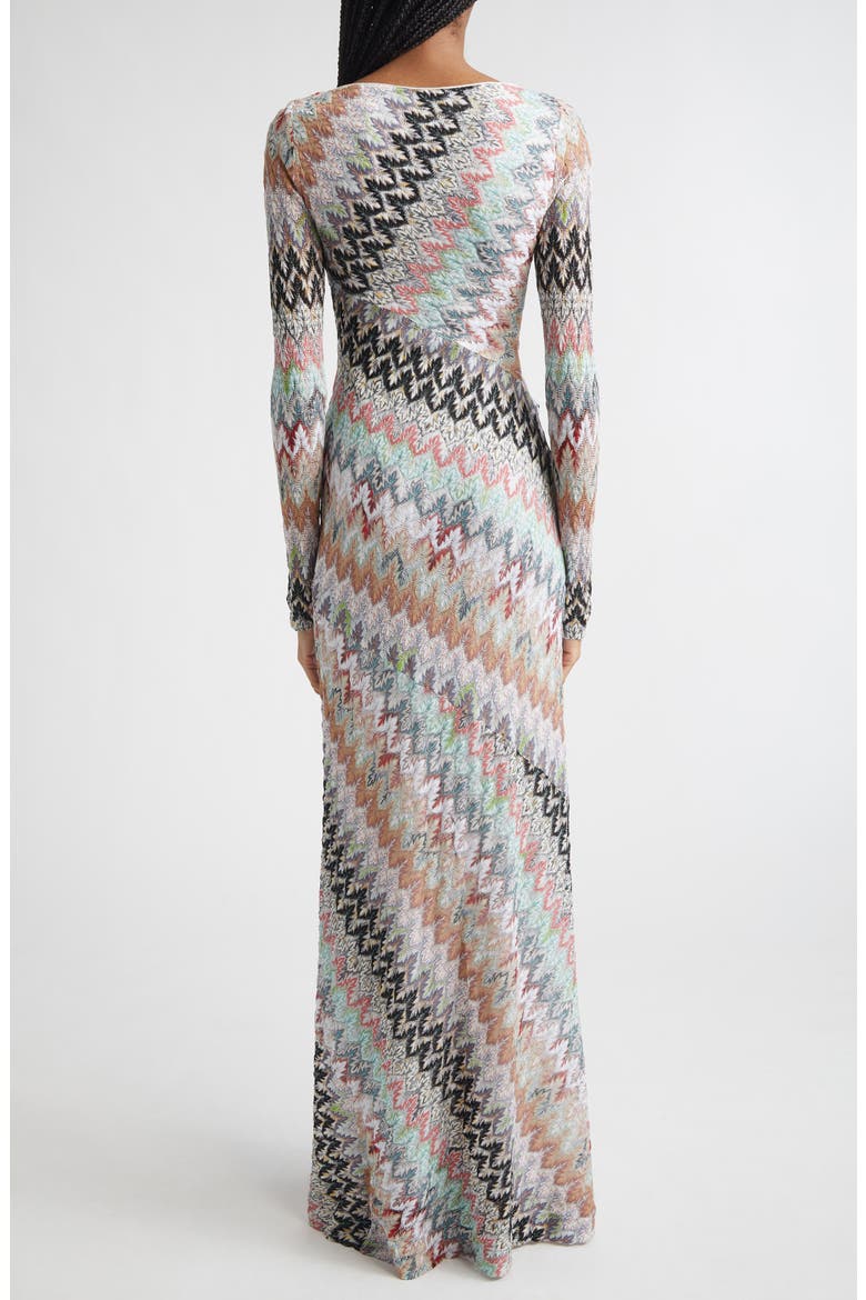 Metallic Zigzag Long Sleeve Raschel Knit Dress, Alternate, color, WHT PNK LT BLE TONES