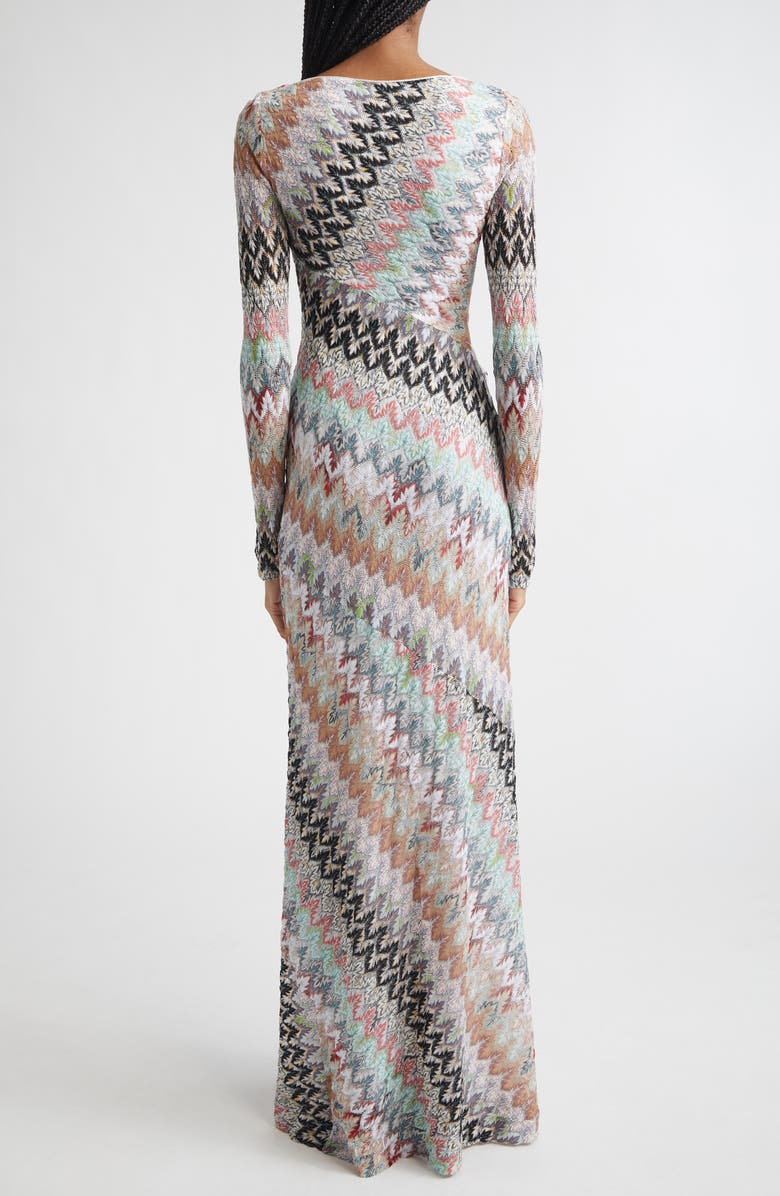 Missoni Metallic Zigzag Long Sleeve Raschel Knit Dress, Alternate, color, Wht Pnk Lt Ble Tones