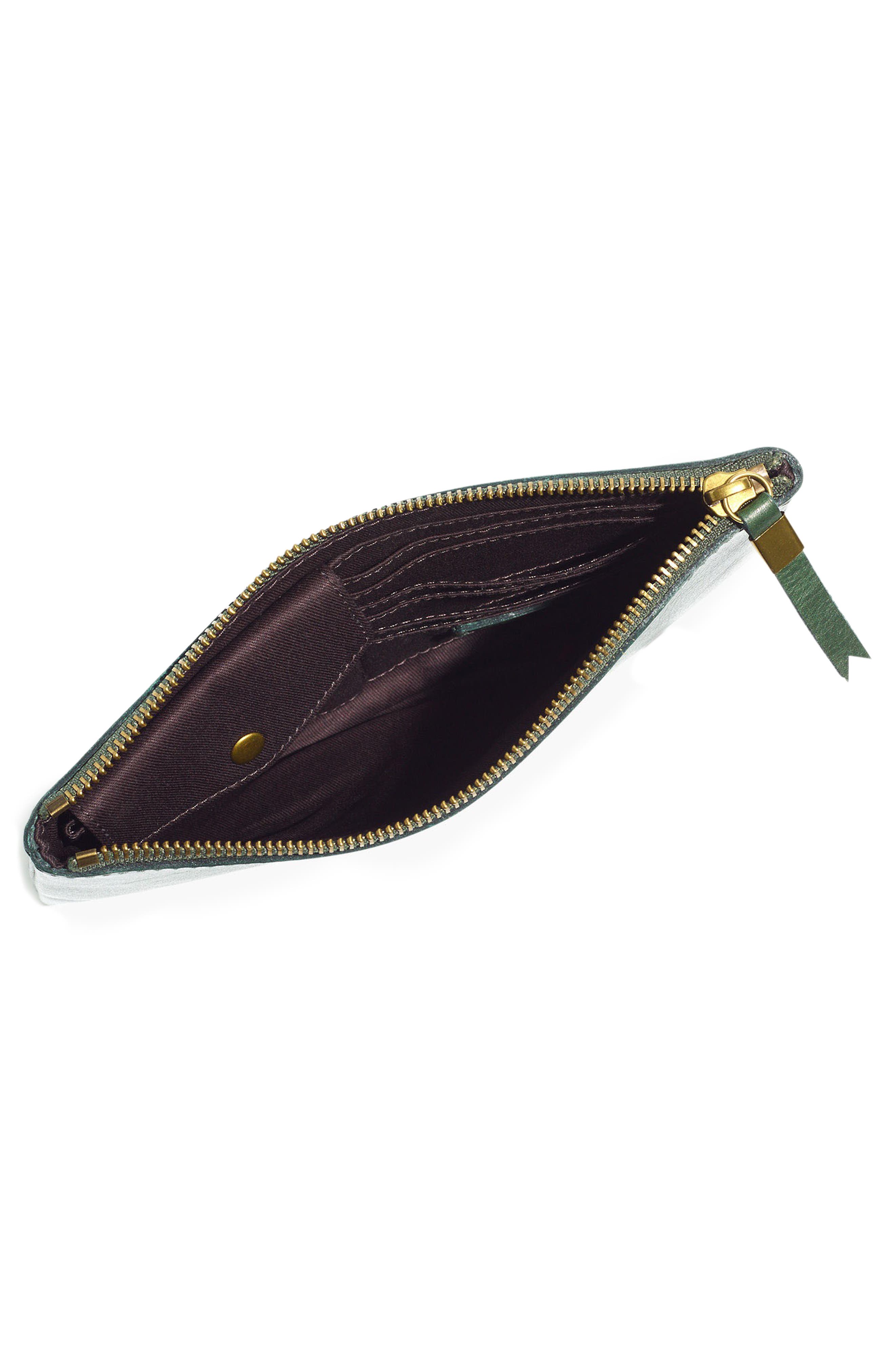 The Leather Pouch Clutch, Alternate, color, FOREST