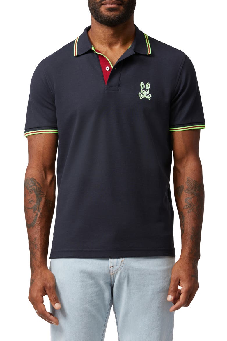 Gresham Tipped Piqué Polo, Main, color, NAVY