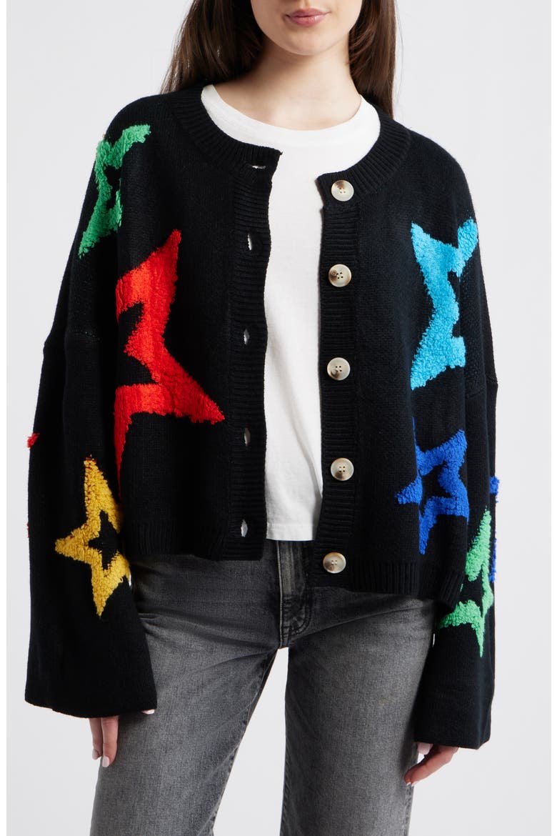 Dream of Me Boxy Cardigan, Alternate, color, BLACK WITH MULTICOLOR STARS