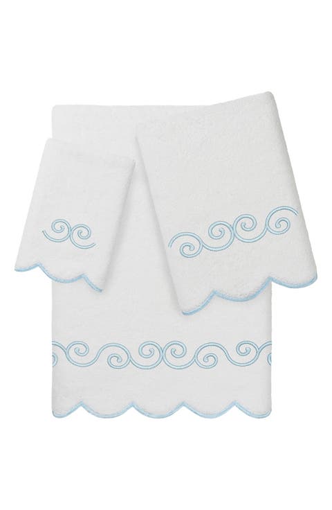 Symmetra Scallop 3-Piece Turkish Cotton Towel Set
