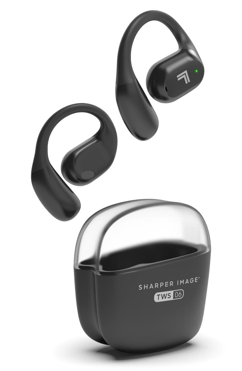 Sharper Image Open Air Sport True Wireless Bluetooth Earbuds with LED Display, Main, color, Black