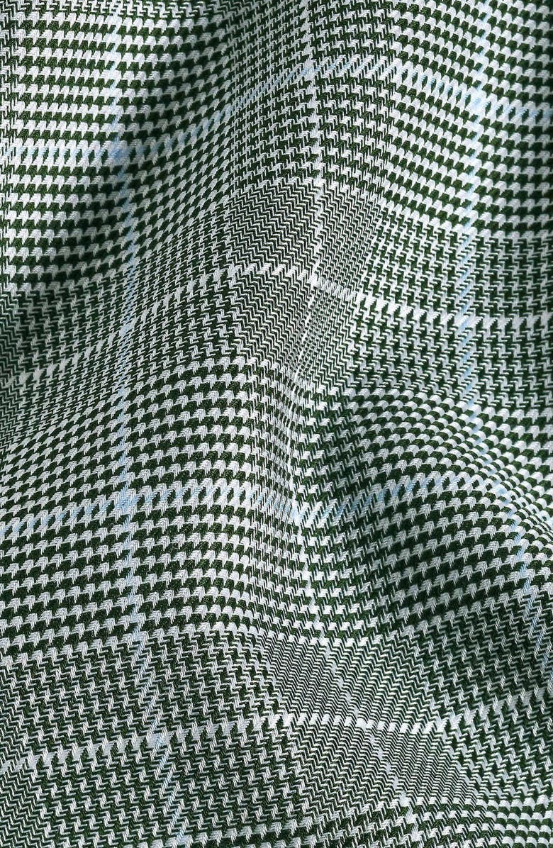 David Donahue Trim Fit Twill Glen Check Cotton Dress Shirt, Alternate, color, Hunter