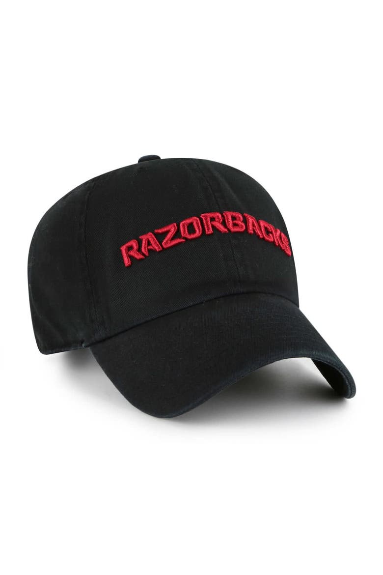 Men's '47 Black Arkansas Razorbacks Clean Up Adjustable Hat, Alternate, color, Black