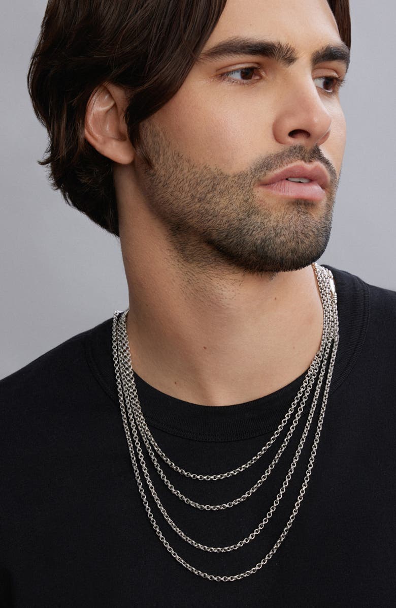 LAGOS Men's Anthem Double Link Chain Necklace, Alternate, color, Silver