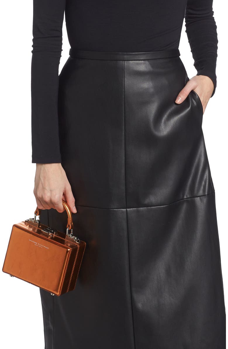 Brandon Blackwood Mini Kendrick Metallic Leather Trunk Crossbody Bag, Alternate, color,