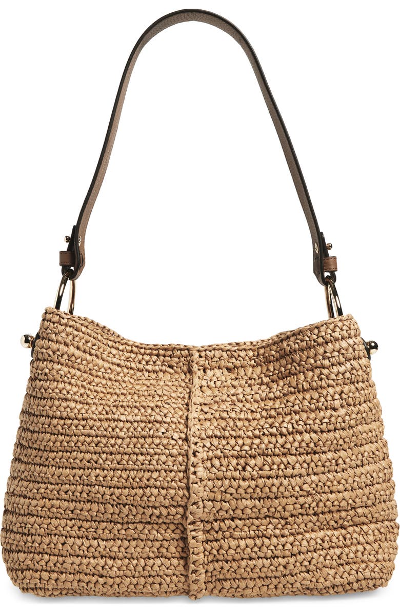 Strathberry Lana Raffia Hobo Bag, Main, color, Clay