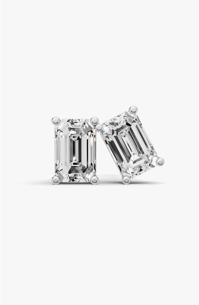 SEREIA OFFICIAL 14K Gold Studs Earrings 1 ct Emerald Solitaire, Main, color, White Gold