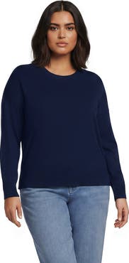 Lands' End Double Trim Cotton Crew Neck Sweater