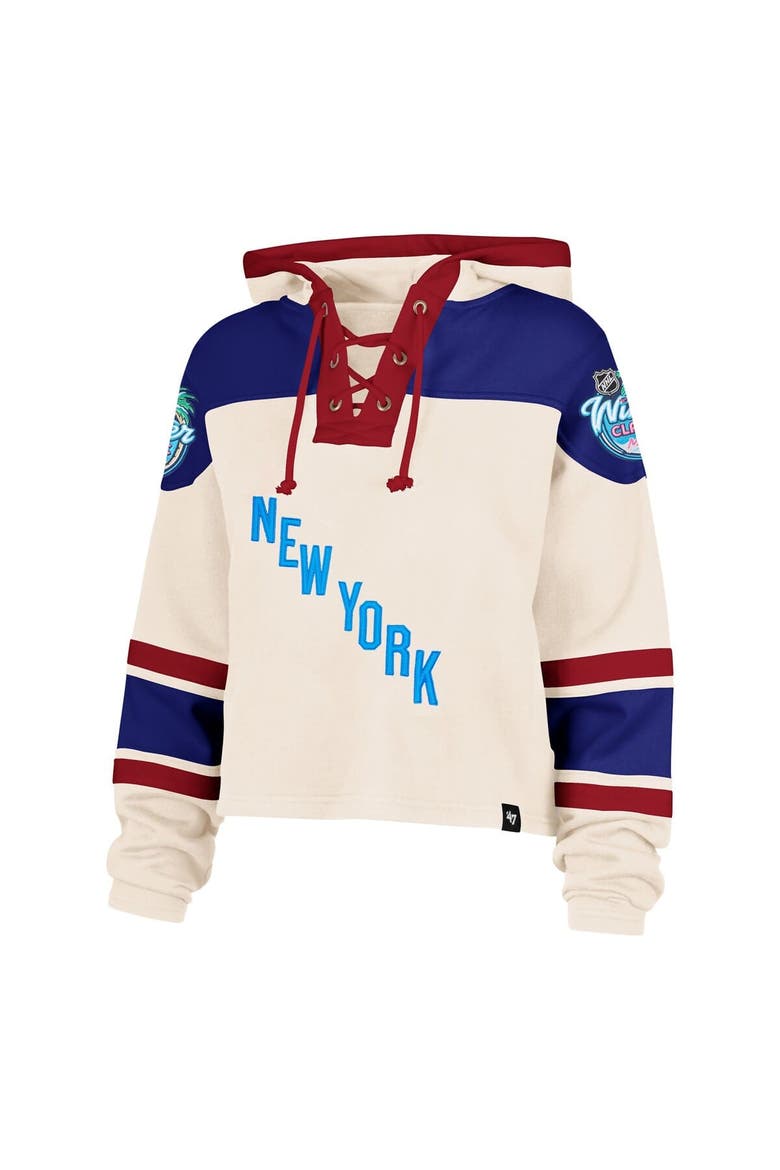 Women's '47 Cream New York Rangers 2026 NHL Winter Classic Cropped Superior Lacer Hoodie, Alternate, color, Cream