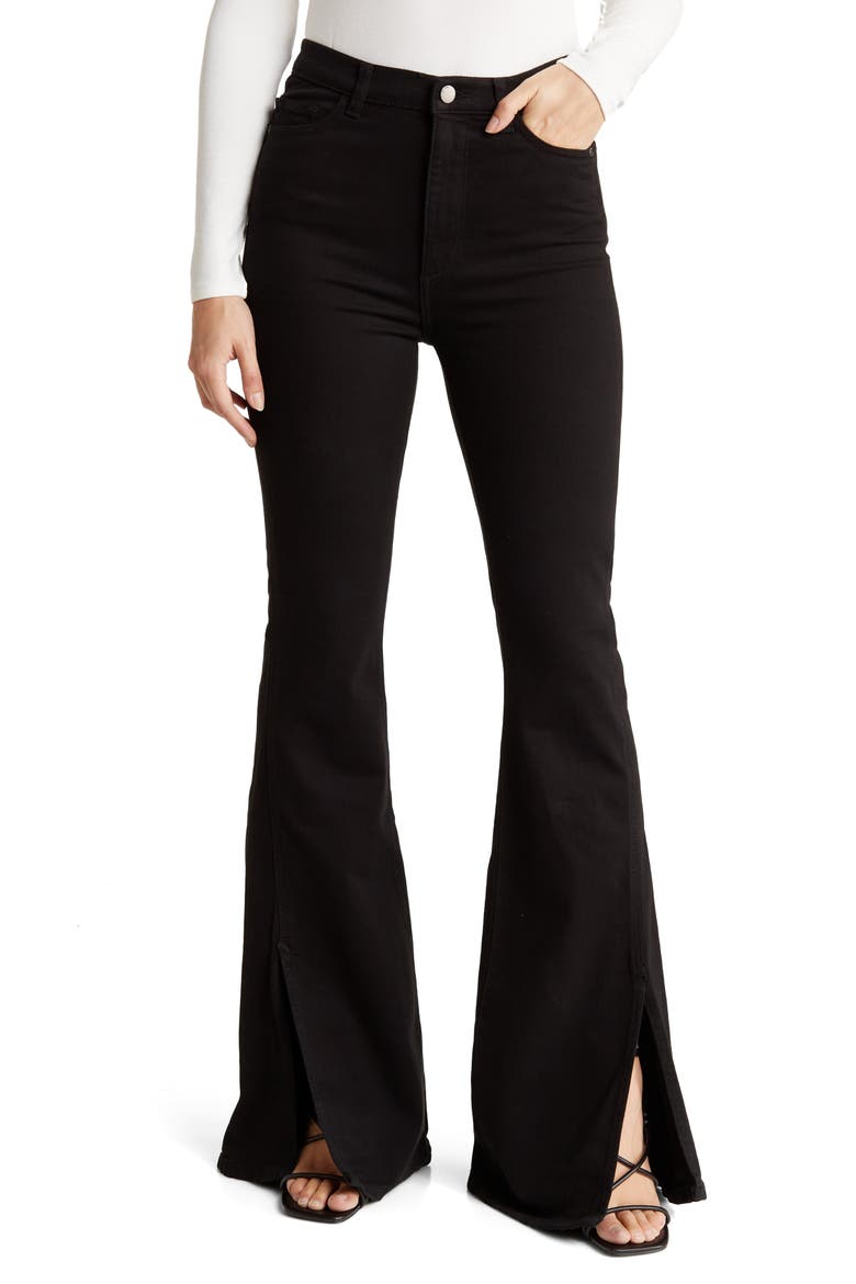 Rachel High Waist Flare Leg Jeans, Main, color, RAVEN