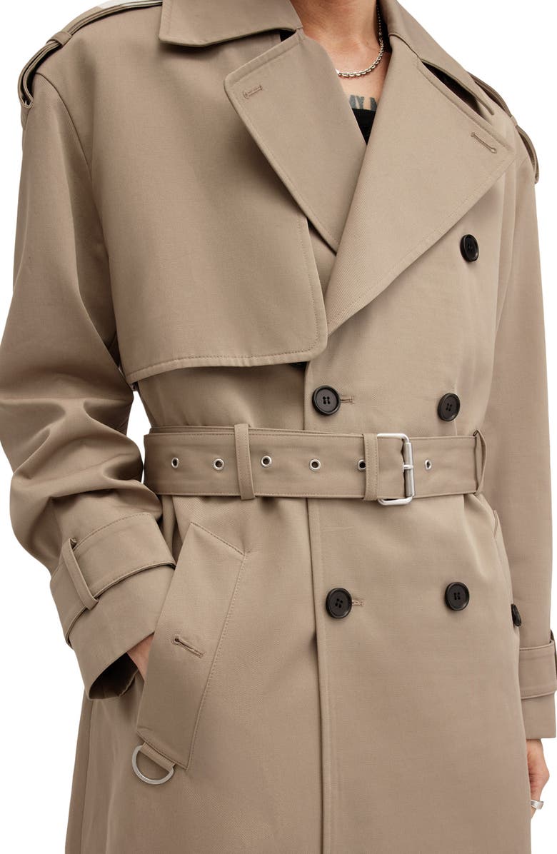 AllSaints Spencer Oversize Trench Coat, Alternate, color, Sandy Brown