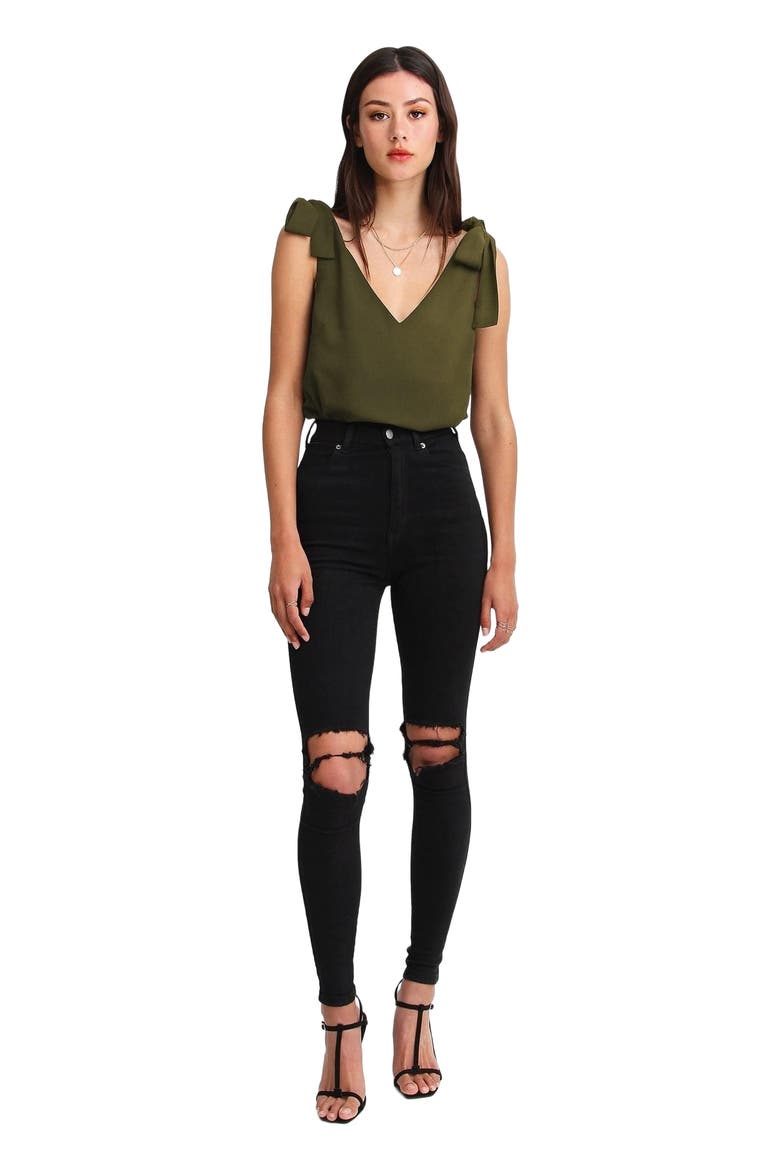 Feel For You V-Neck Top, Alternate, color, Military