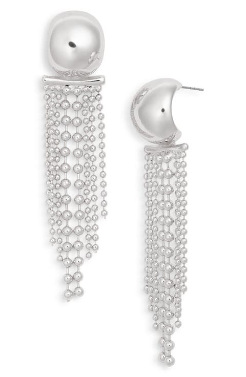 Mixed Chain Fringe Hoop Earrings