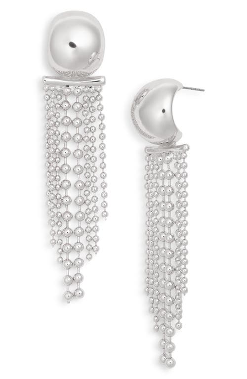 Open Edit Mixed Chain Fringe Hoop Earrings In Rhodium