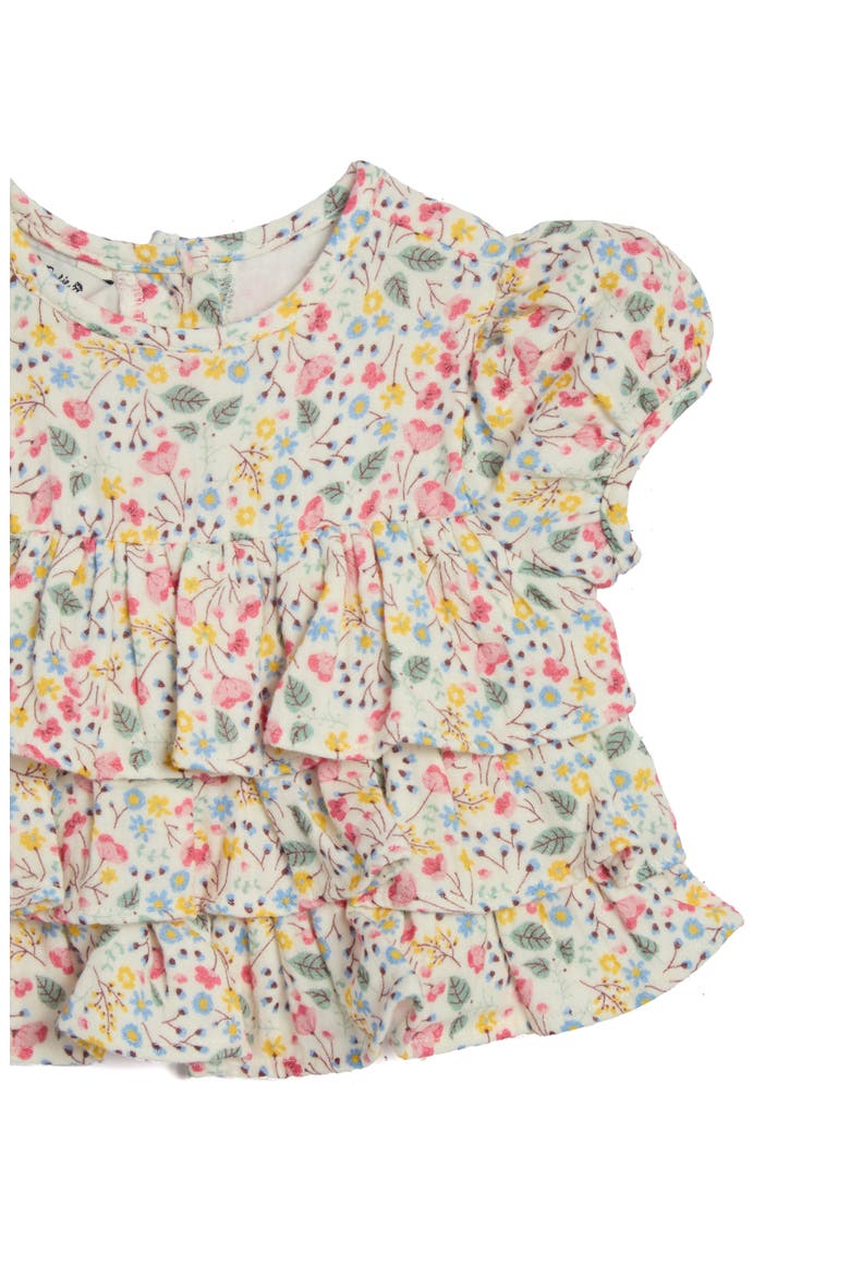 Floral Puff Sleeve Top & Cropped Printed Pants, Alternate, color, PINK