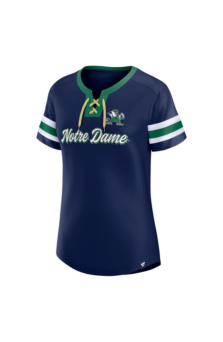 FANATICS Women's Fanatics  Navy Notre Dame Fighting Irish Iconic Athena Lace-Up T-Shirt, Alternate, color, 