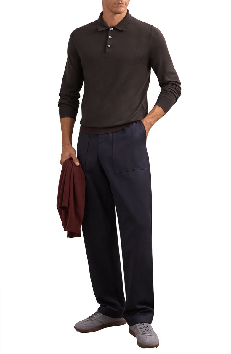 Reiss Trafford Long Sleeve Wool Polo Sweater, Alternate, color, Chocolate Brown