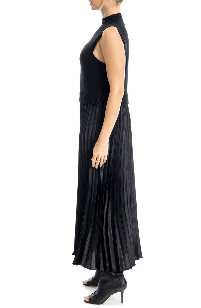 MAX STUDIO Mock Neck Sleeveless Twofer Dress, Alternate, color, Black