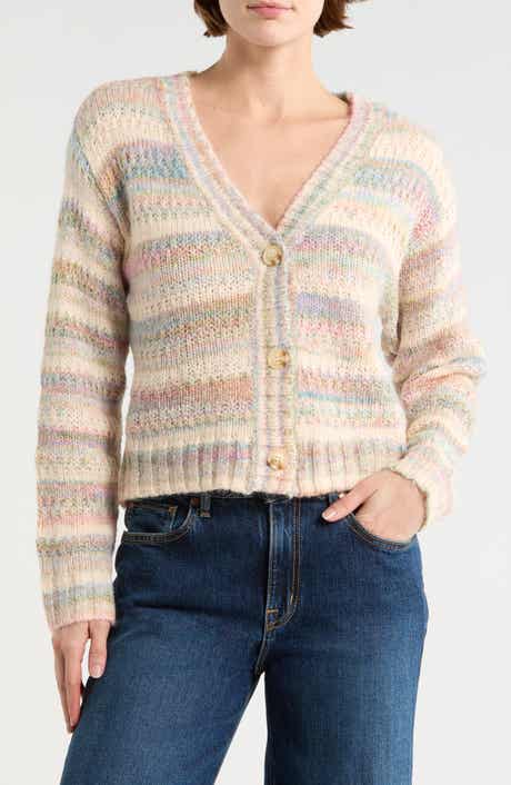 Lush Stripe Button Front Crop Cardigan