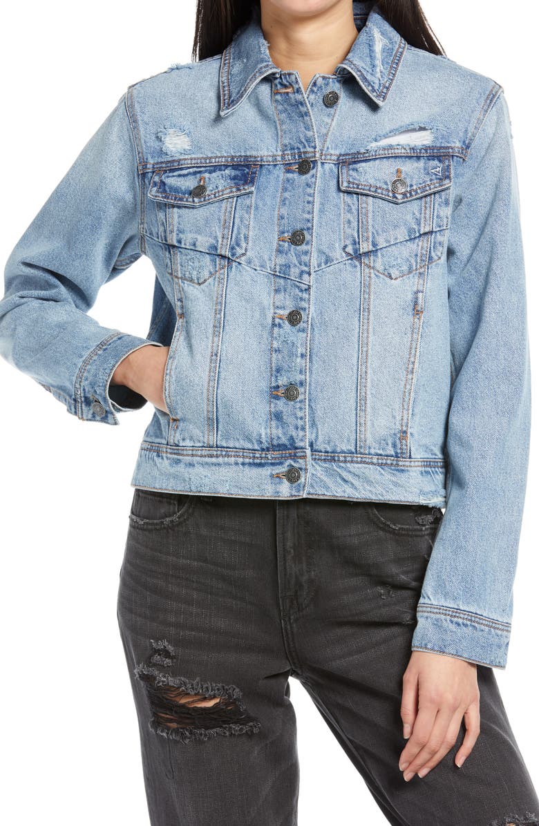HIDDEN JEANS Fitted Denim Trucker Jacket, Alternate, color, Light Wash